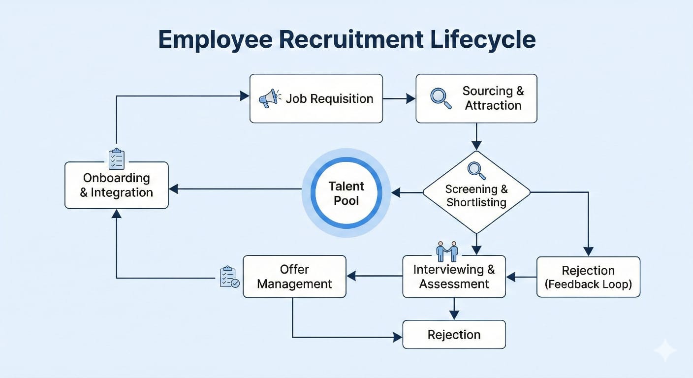 Employee recruitment lifecycle flowchart